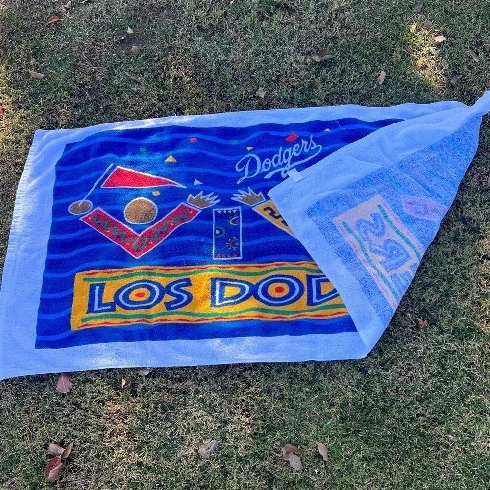 Vintage Los Angeles Dodgers LA MLB Promotional Beach Towel Viva Los Dodgers